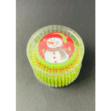 Muffinpapír hóember mintával /zöld